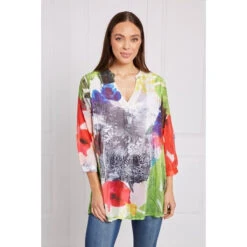 FLORAL PLEATED TUNIC TOP -Printedcarpetus 8b48b733b27c03c628a727811c26bef5