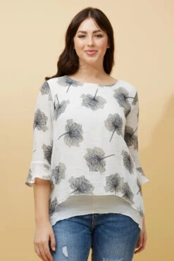 RUMI DOUBLE LAYER LEAF PRINT TUNIC TOP -Printedcarpetus 8cbbf8e94b9ac038739355dab9c7f9ef