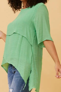 DOUBLE LAYERED ASYMMETRICAL HEM TOP -Printedcarpetus 8d12c8dc58949cf2747ff12bf6b59a40