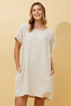 PRIANNA STRIPE LINEN SHORT DRESS -Printedcarpetus 8ebe06fae4921cd272887a84814f9f3e