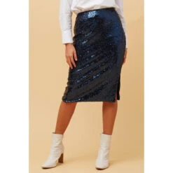 WINSOME SEQUIN MIDI SKIRT -Printedcarpetus 8f02593bd340145c9c32efdf7d5f4bd3