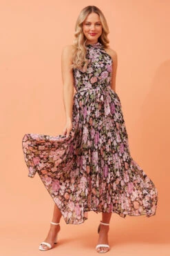 JOSETTE FLORAL PLEATED DRESS