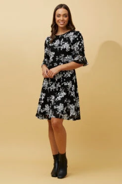 BLOOM FLORAL FRILL SLEEVE SHORT DRESS -Printedcarpetus 8f4343c55fd6d709f30a27b8a90c15a4