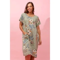 ANTONELLA FLORAL LINEN MIDI DRESS -Printedcarpetus 8fd8ea9bcdf68e423e0390babba11331