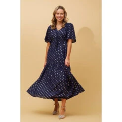 IVANA TEARDROP FOIL PRINT MAXI DRESS -Printedcarpetus 8fe1781f9c9e94f512d992f7e5ecdbcc