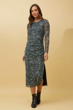 JUAN ABSTRACT PRINT RUCHED MIDI DRESS -Printedcarpetus 9036a8a7f8da13b56d8f69dd582c83ec