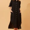 KIMMY BUTTON FRONT LINEN SHIRT DRESS -Printedcarpetus 906749116d3e8ac856cbc651e7084aa2