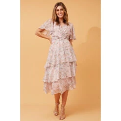 WINDSOR FLORAL RUFFLE LAYERED DRESS -Printedcarpetus 90a190a482066aa3552bbb55473d17c9