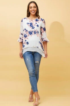 RUMI DOUBLE LAYER FLORAL TUNIC TOP -Printedcarpetus 9121bcf8b87b2d887e5175017eb09807