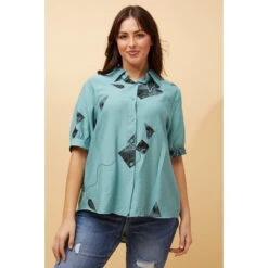 JACQUELINE ABSTRACT PRINT SHIRT -Printedcarpetus 912e400a00d0175a14d7ff49835ef245