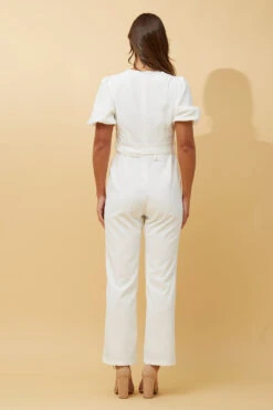 WALDA SHORT PUFF SLEEVE JUMPSUIT -Printedcarpetus 91340b17c2ee1f8dbc871ba88b8b85bb