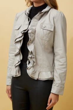 FRILL VEGAN LEATHER JACKET -Printedcarpetus 914f5f5ba967235256751e749c3e2c36