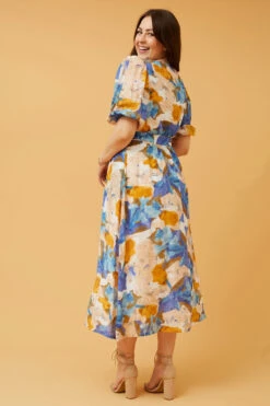 KATINA FLORAL BELTED MIDI DRESS -Printedcarpetus 91530fa36d51097e1f7172e451552d21
