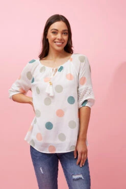 POLKA DOT PEASANT TOP -Printedcarpetus 91b9931c997961174a12b270a04eee3e