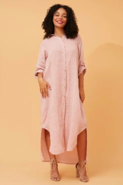 KIMMY BUTTON FRONT LINEN SHIRT DRESS -Printedcarpetus 92eafc620d687dfaf6ed2ecce35d2637