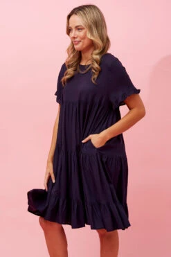 KELLY TIERED LINEN SHORT DRESS -Printedcarpetus 9358f598dfa9f63f3337e29f4df0ed44