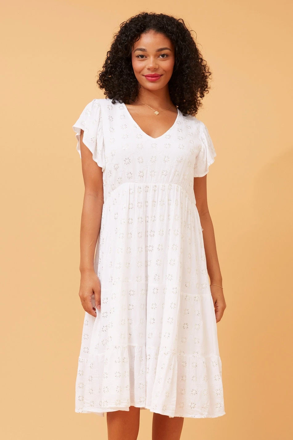 KAVINA SEQUIN PATTERN TIERED DRESS 5 KAVINA SEQUIN PATTERN TIERED DRESS - Image 3