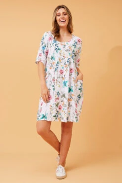PISA FLORAL LINEN DRESS -Printedcarpetus 9461305ce8a3383624815e09ce1c16c4