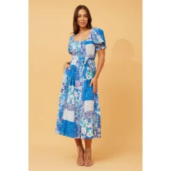 BRITTANY PATCHWORK FLORAL DRESS -Printedcarpetus 9481c39805543286412ba9af3d74c0b5