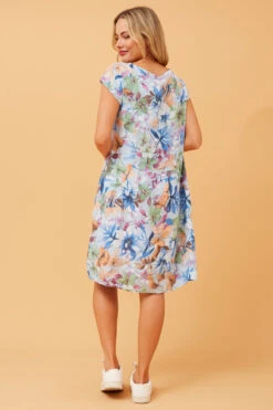 SISLEY FLORAL LINEN SHIFT DRESS -Printedcarpetus 94d0c9807e68cb678b7b5d486df13579