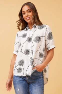 YELINA DANDELION PRINT SHIRT -Printedcarpetus 94d95640fb7f5f83f5cb41569691f429