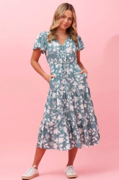 LISDON FLORAL TIERED MIDI DRESS -Printedcarpetus 94f521c67cb7564c8f4b87fa0ce5d1ba