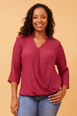 AMITY ROLL UP SLEEVE DRAPE TOP -Printedcarpetus 9532217b8d90bceb6e3125d14422f32d