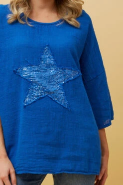 ZONYA SEQUIN STAR PATCH TOP -Printedcarpetus 95fbd337a8c37ed8617a1304b9e62c13
