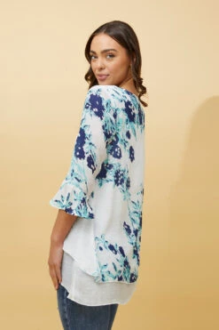RUMI DOUBLE LAYER FLORAL TUNIC TOP -Printedcarpetus 96223b11716a66325f0ec9cf622042cb