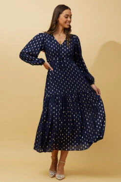 CRYSTELLE TEARDROP FOIL PRINT MAXI DRESS -Printedcarpetus 97d23053a4a078e92569e44cffbcdad9