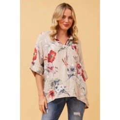 MATTEA FLORAL LINEN TOP -Printedcarpetus 98684223861c5a60ae03b20d426f2745