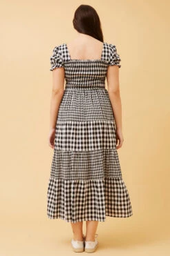 ASHTON GINGHAM TIERED MAXI DRESS -Printedcarpetus 995318fb81927f966130068a643de9a7