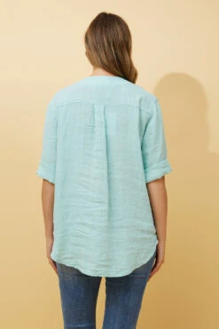 PALERMO BUTTON DETAIL LINEN TOP -Printedcarpetus 999683738bd8d6b944c5d142f21f7faf