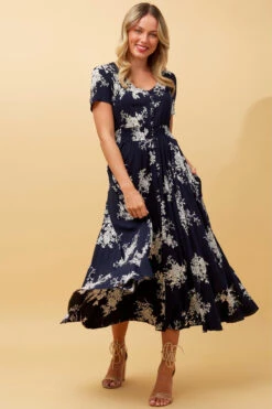 MEGAN FLORAL BOHO MIDI DRESS