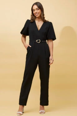 WALDA SHORT PUFF SLEEVE JUMPSUIT -Printedcarpetus 99b1208a499a812358984a4d49c72dc5