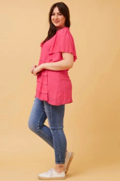 COLLETTE FRILL NECK TOP -Printedcarpetus 9a2b6e97eadab55e4b02a446420401a9