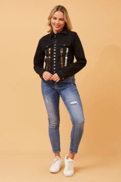 GERALDA FOIL PRINT DENIM JACKET -Printedcarpetus 9a8b94dc2e6046fef84826932fe96013