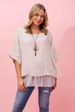 GIANA OVERSIZED DOUBLE LAYERED LINEN TOP -Printedcarpetus 9bb7b7d0d956c9d2a9dc37ba610e294c