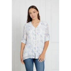 LEAF PRINT BUTTON FRONT TOP -Printedcarpetus 9bd706259d1f79f11797d29359d683b1