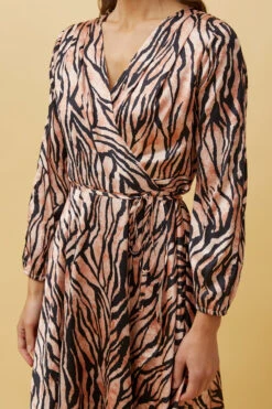 WILLOW ANIMAL STRIPE SATIN WRAP DRESS -Printedcarpetus 9bec74007776036d2c0eb755c63787e6