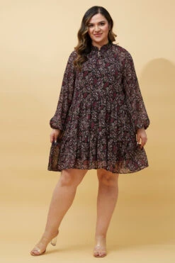 CALVIN BALLOON SLEEVE FLORAL SHORT DRESS -Printedcarpetus 9cc9234f26890867c3c07e86a14da533