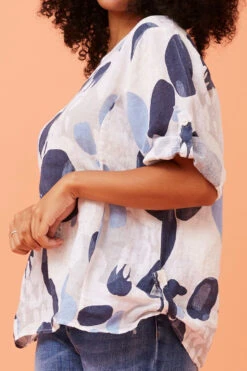 CARMELLA ABSTRACT PRINT LINEN TOP -Printedcarpetus 9d11586c1baa3c70057a3b057a3ede37