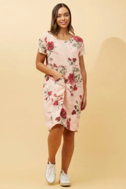 MESSINA FLORAL LINEN SHORT DRESS