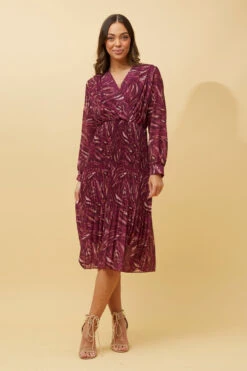 ZANETTA ABSTRACT PRINT TIERED PLEATED MIDI DRESS -Printedcarpetus 9d2cdcbbd4a4595e37004953d16cb8f5