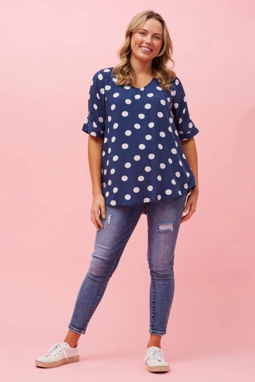 KENDRA POLKA DOT BUTTON DETAIL TOP -Printedcarpetus 9d6ac3fb45b1ab1c8a95197c68550606