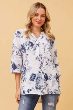 IMOGEN FLORAL LINEN TOP -Printedcarpetus 9ded44d1dd317bb917960e520ae58874