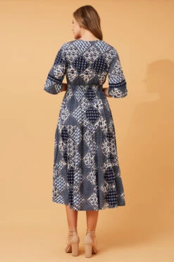 GILMA PATCHWORK BOHO MIDI DRESS -Printedcarpetus 9f26ef9fb376ca4445b9a7dbf52e4d38