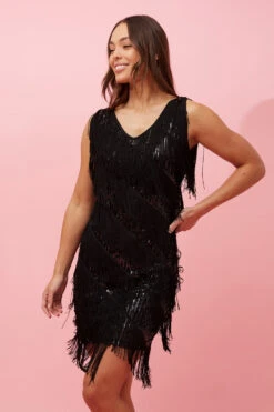 ZANDRA FRINGE FLAPPER DRESS -Printedcarpetus 9faac1fdc861011ad0b9f103d7456bb7