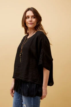 GIANA OVERSIZED DOUBLE LAYERED LINEN TOP -Printedcarpetus 9fbecfb096e5067679147e04c2eb6ea2