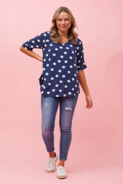 KENDRA POLKA DOT BUTTON DETAIL TOP -Printedcarpetus 9fced345964dfe5b4aec6fc3c8c92dc2